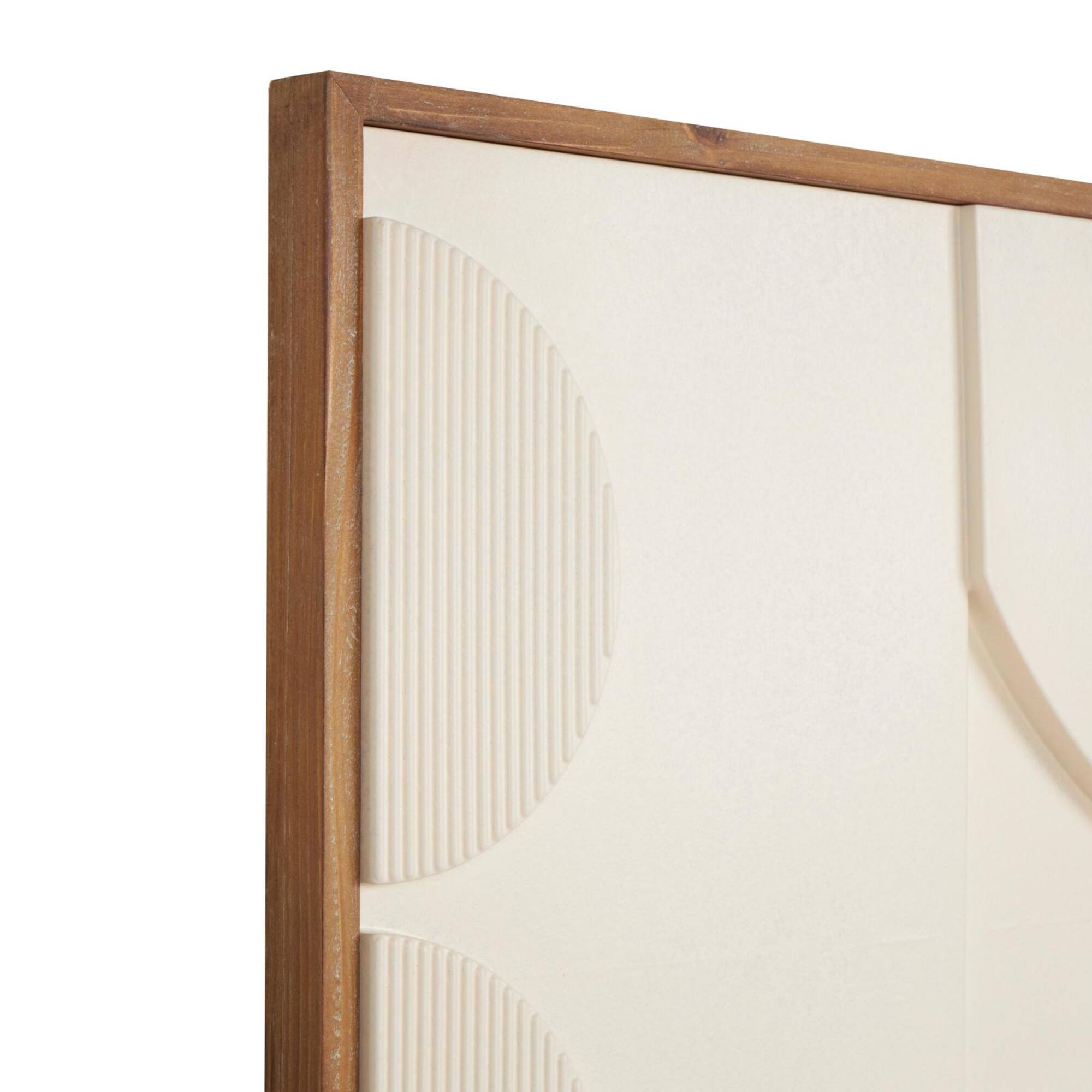 Wall Décor Cream Wood Geometric Design with Brown Wood Frame